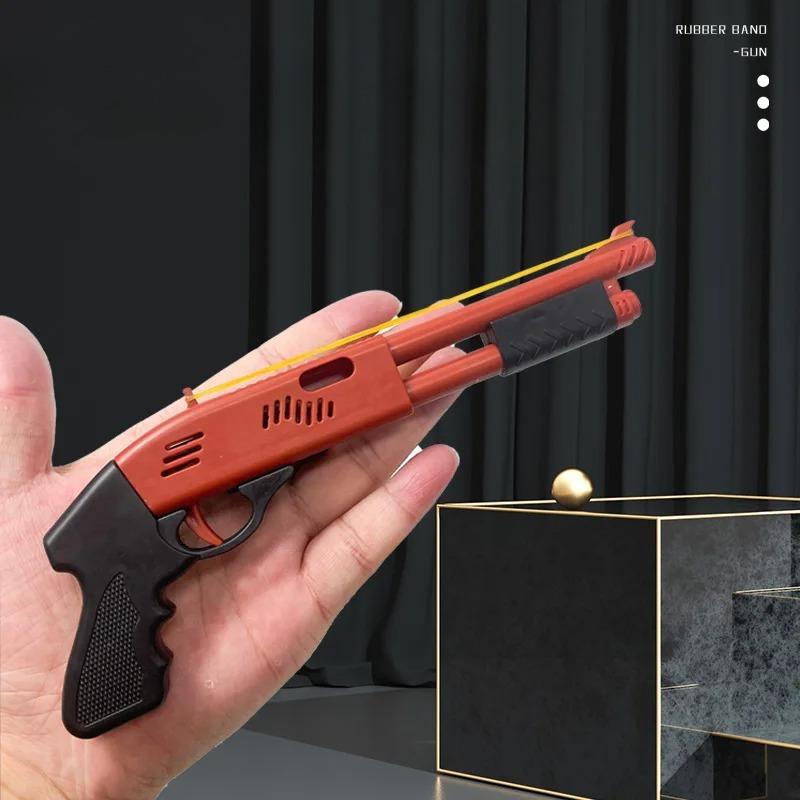 Double Barrel Rubber Band Gun for Kids Manual Pull-Back Toy Launcher for Outdoor Games Safe Shooting Toy for Boys Birthday Party