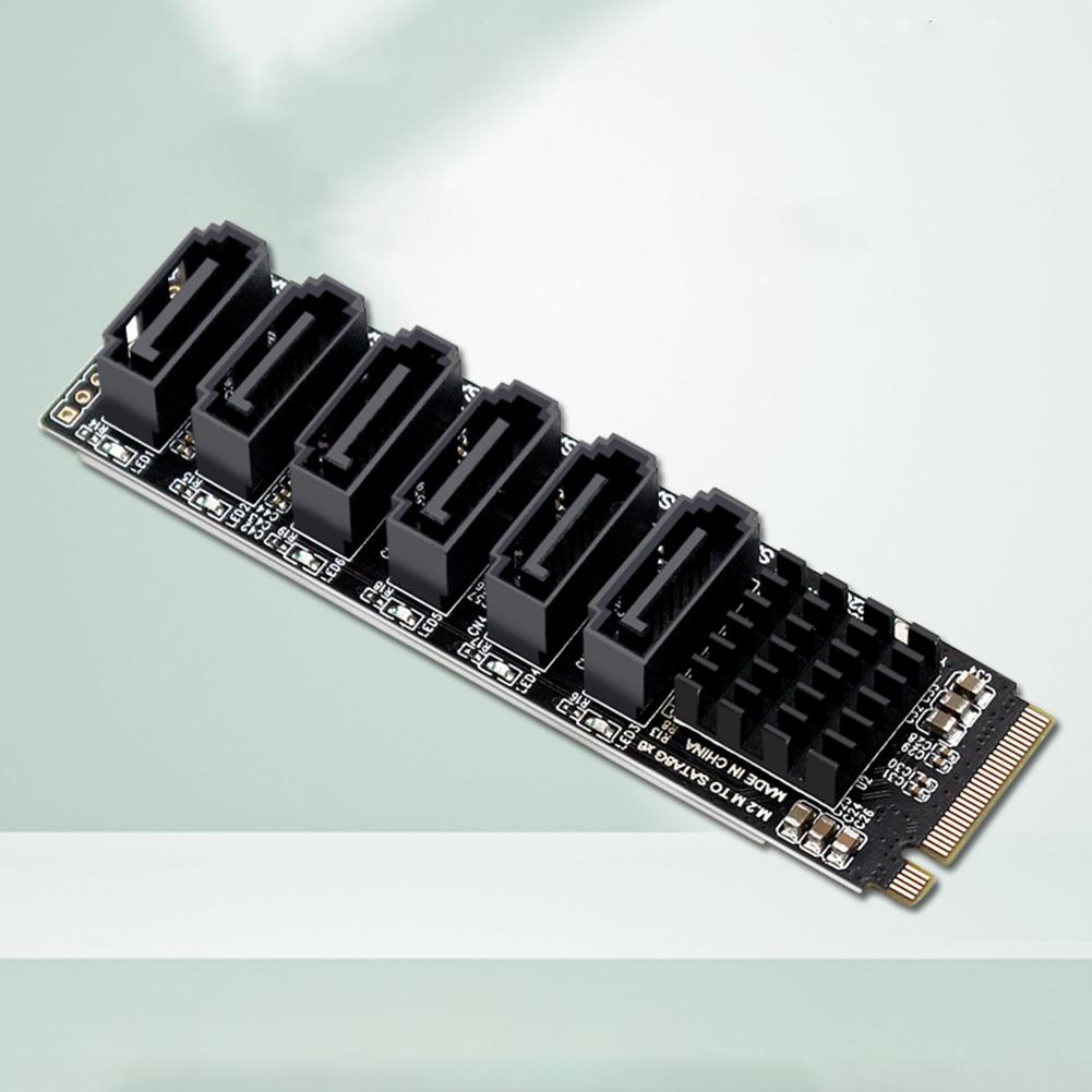 PCIE3.0 to SATA6G Adapter M2 M-EKY PCIE Riser Card High Speed Transmission Docking Expansion Card for Hard Disk Support SATA