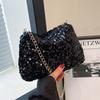 Personalized Sequined Small Bag Women's 2025 New Niche Texture Shoulder Messenger Bag Temperament Simple Chain Small Square Bag