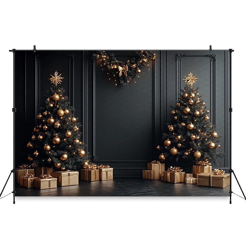 Christmas Tree Big Background For Photography Gold Ball Baby Shooting Props Home Gift Room Decoration Backdrop Studio Photobooth