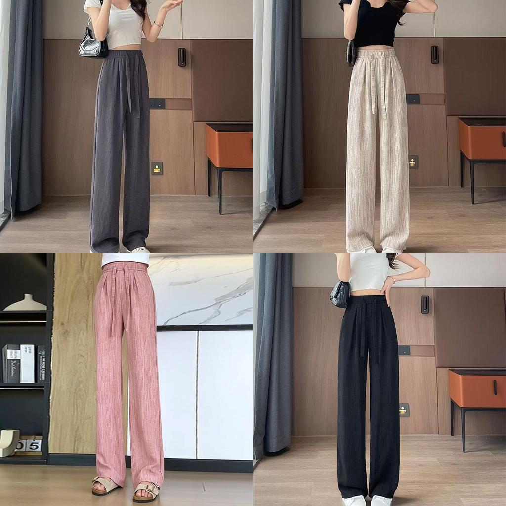 Womens High Waist Drawstring Wide Leg Pants With Polyester Fabric For Casual Summer Wear