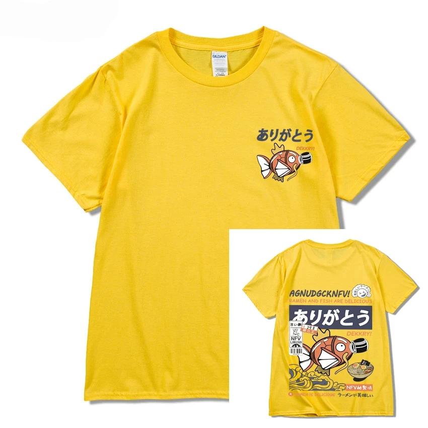 Hip Hop Streetwear Harajuku T-shirt Japanse Kanji Fish Print T-shirt 2023 Mannen Katoen Casual Korte Mouw T-shirt Japan Stijl