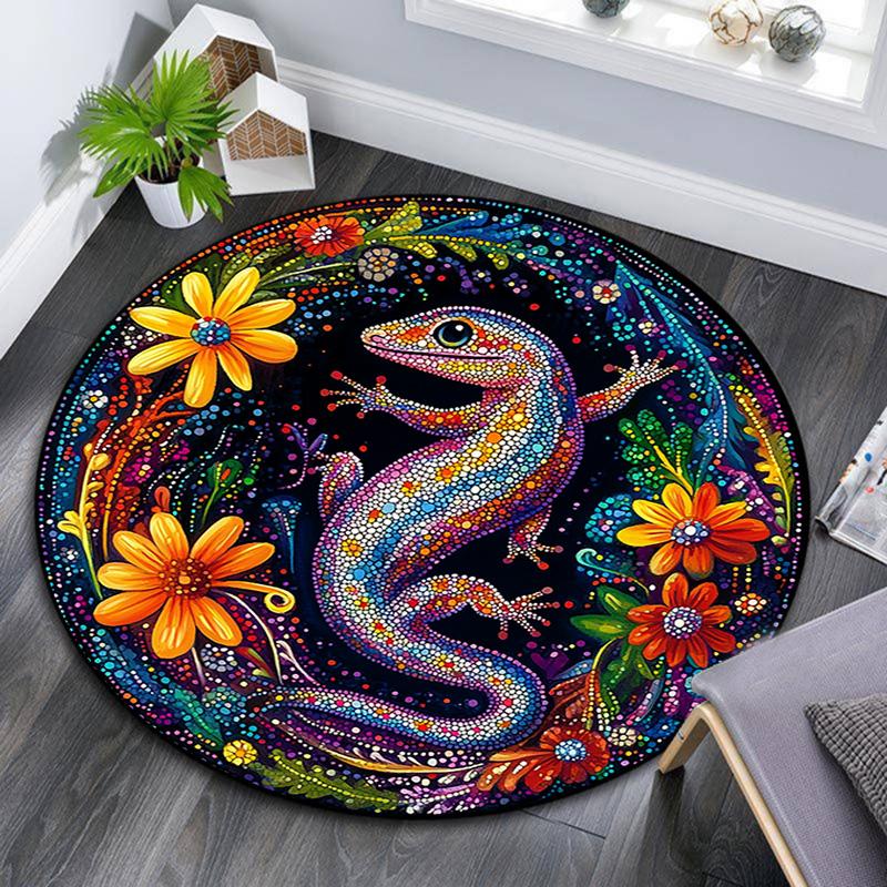 

Colorful Gecko Round Area Rug,Carpet Rug for Living Room Bedroom Sofa Playroom Decor,Non-slip Floor Mat 80cmx80cm