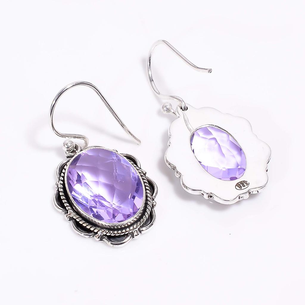 Boucle d'oreille Alexandrite à changement de couleur Argent Sterling 925 V348, Boucle d'oreille Violet & Rose, Boucle d'oreille Ovale, Cadeau Saint-Valentin, Cadeau Pour Elle, Cadeau d'Anniversaire, H