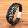 Fashion Men Bracelet Hand Homme Bracelets Woven Skull Hand Jewelry for Stainless Steel Magnet Clasp Leather Bangles Gift