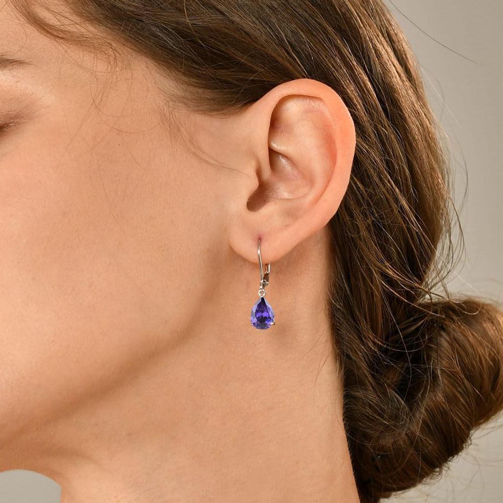 Copper Inlaid Zircon Teardrop Earrings, 925 Sterling Silver, European American Fashion, Women's Gift