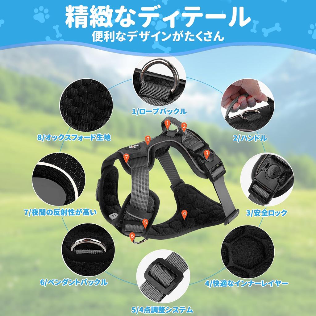 Dog Harness for and Large Adjustable Night Reflective Safety No Walking Walking Easy To Put On and Take Comfortable Massage Points Small, Medium,