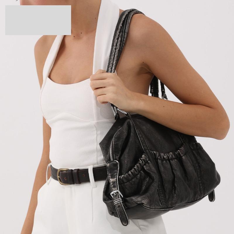 Tote Bag for Women's Commuting Large-capacity Drawstring Underarm Bag Hand and Shoulder Bowling Bag