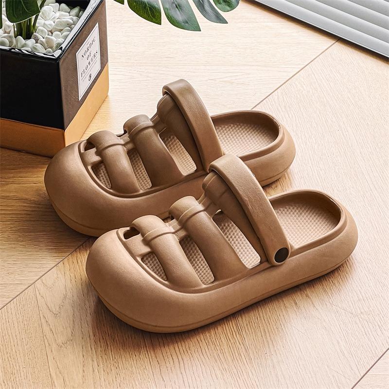 

Весенне-летние женские нескользящие универсальные прохладные тапочки с круглым носком, износостойкие, модные, однотонные, повседневные, для пляжа 40-41 коричневый