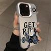 Case For iPhone 14 Motorcycle Pattern Laser Phone Case For iPhone 15 13 12 11 Pro Max X XR XS 7 8 Plus Plating Matte Back Cover