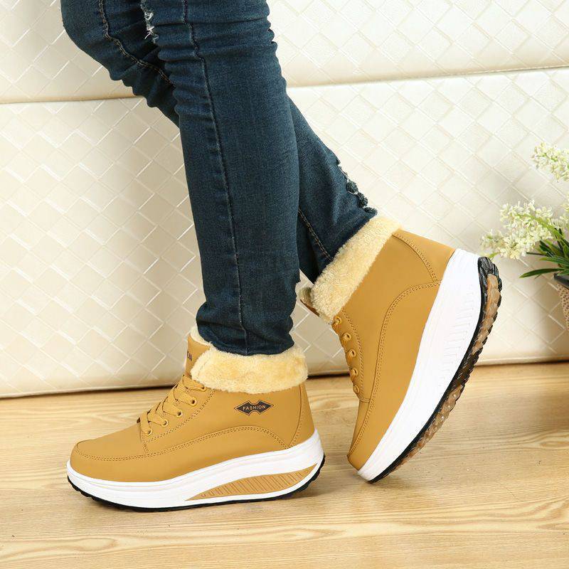 Winter Women Sport Snow Boots Fashion Warm Plush Outdoor Lace Up Casual Shoes Wedge Platform Warm Sneakers