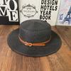 Internet celebrity straw hat children spring and summer French flat top top hat British sunshade sun protection seaside flat edge wide brim men and w