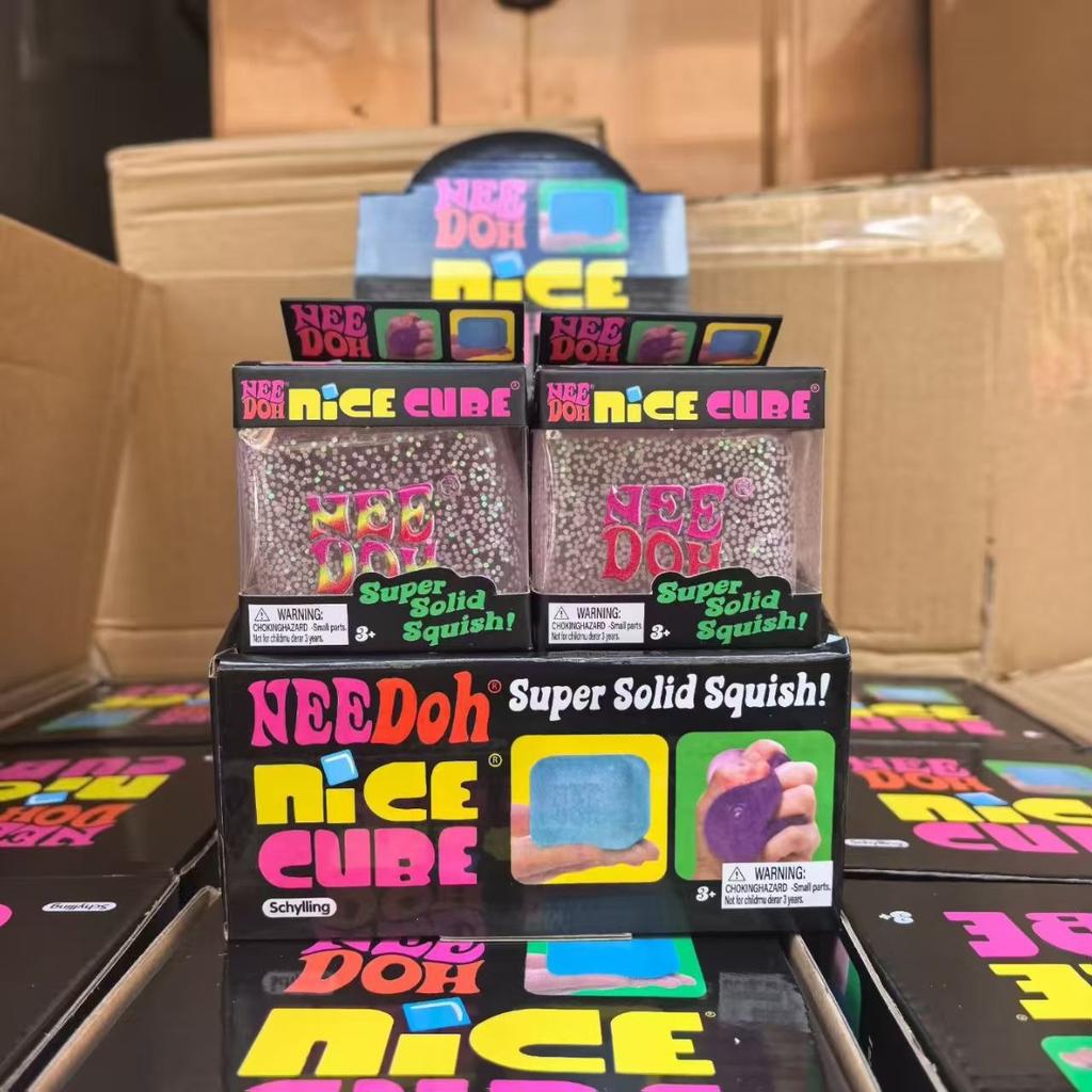 New Schylling Needoh Nice Cube Squishy Stress Toy Glow in The Dark Slow Rebound Sensory Glitter Pressure Relief for Adults Gifts