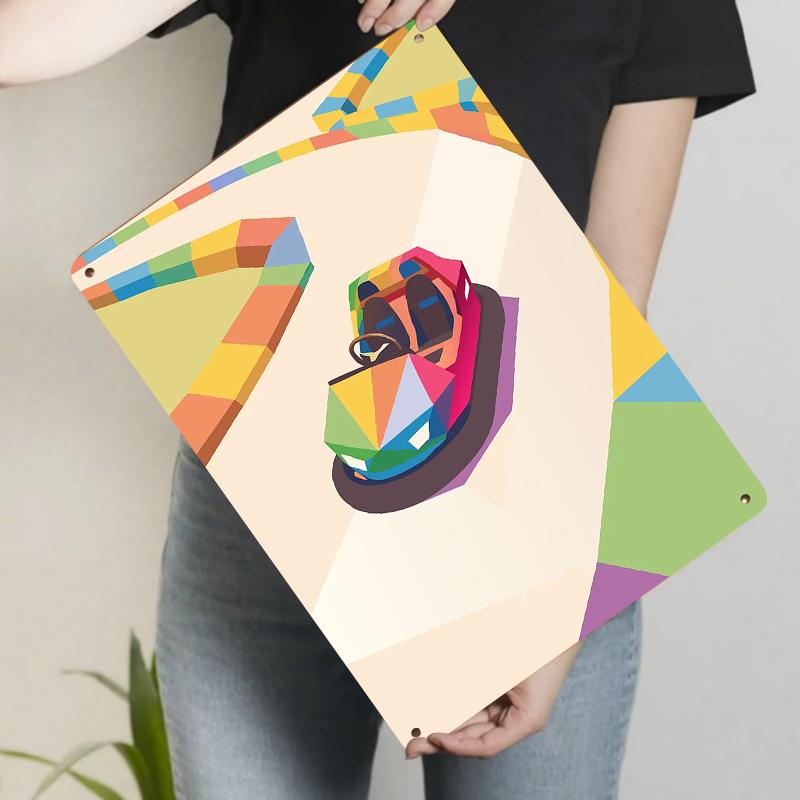 Creative Geometric Bumper Car Metal Wall Art Kids Room Decor Cartoon Game Theme Home Decoration 20x30cm(7.8x11.8inch)