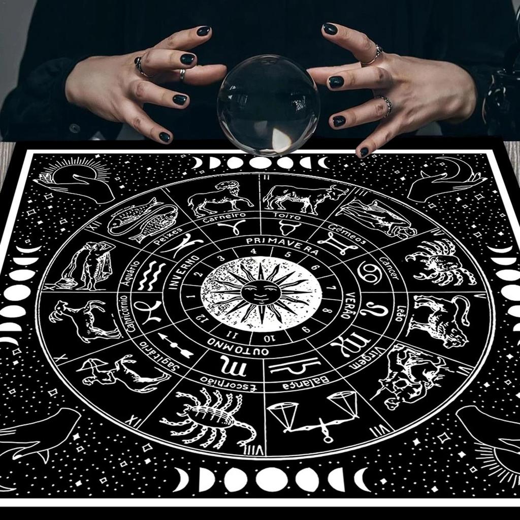 60x60cm Tarot Card Tablecloth Flannel Geometric Figure Divination Altar Cloth Board Game Oracles Card Pad Rune Support