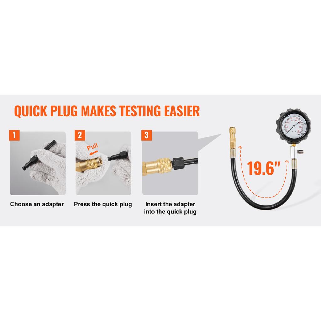 SucceBuy Diesel Engine Compression Tester 18pcs Cylinder Pressure Test Tool Kit Diesel Injector Tester Check Cylinders For Truck
