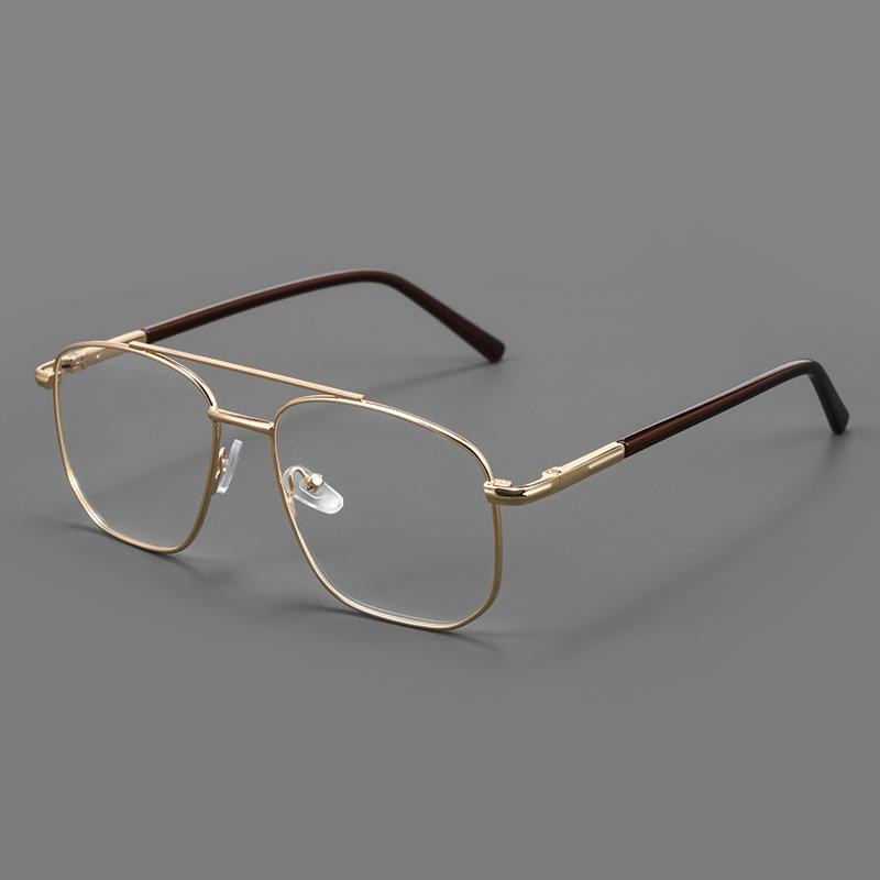 

52mm-135mmRetro Pilot Double Bridge Glasses for Men Fashion gold Custom Prescription Glasses Blue Light Blocking Reading Glasses 0 золотой