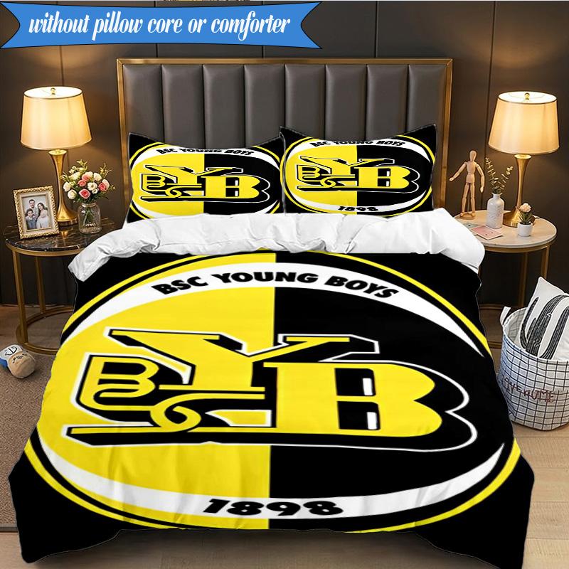 3PCS BSC Football Yellow And Black Unity Bedding Set 2D Printing (Includes 1 Duvet Cover + 2 Pillowcases Coreless), Bedroom decor,Fan gift