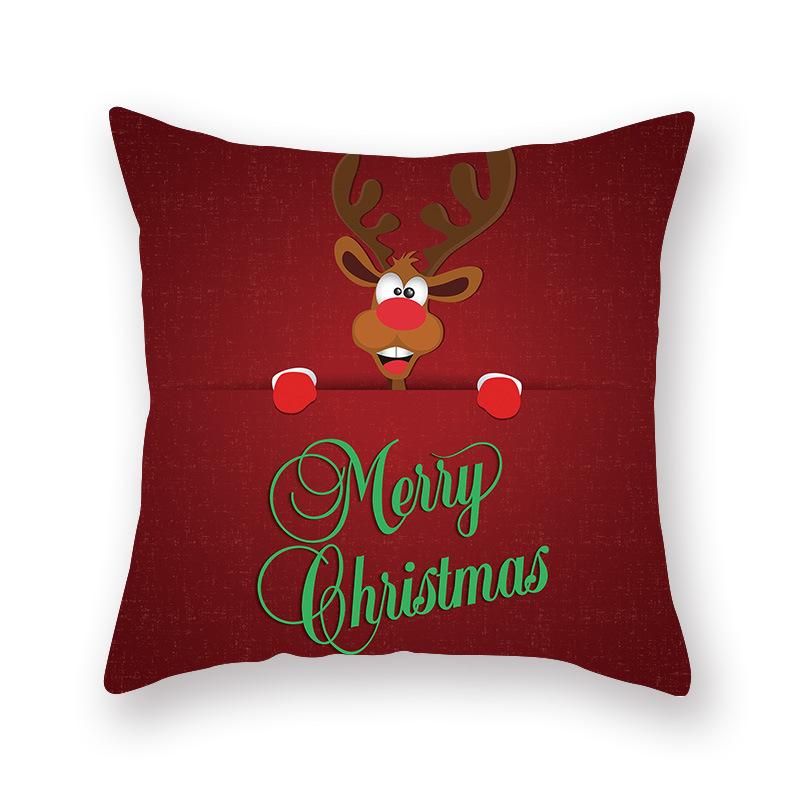 Cartoon Print Christmas Pillow Holiday Decoration Sofa Pillow Case Christmas Cushion