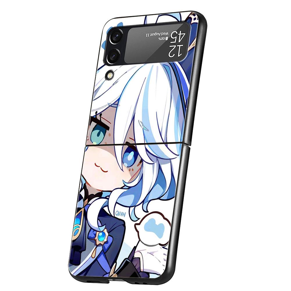 Genshin Impact Süße Furina Handyhülle Für Samsung Galaxy Z Flip 3 4 5 6 7 Harte Falt-PC Hülle Für Samsung Z Flip4 Flip5 Cover
