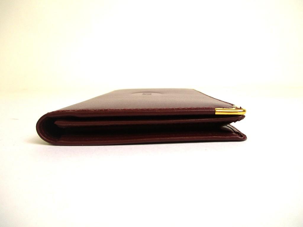 Authentic Cartier Must de Cartier Bordeaux Leather Flap Bill Wallet #a773  Refurbished