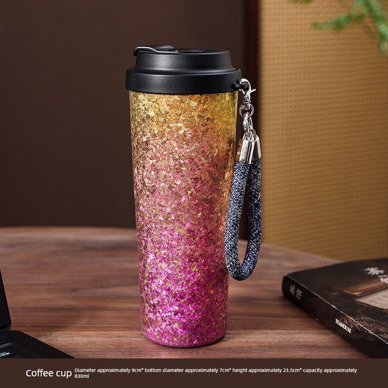 New Pure Titanium Coffee Cup Large Capacity Vacuum Cup Portable Car Tea Cup Portable Water Cup One-Click Open Cover Titanium Cup