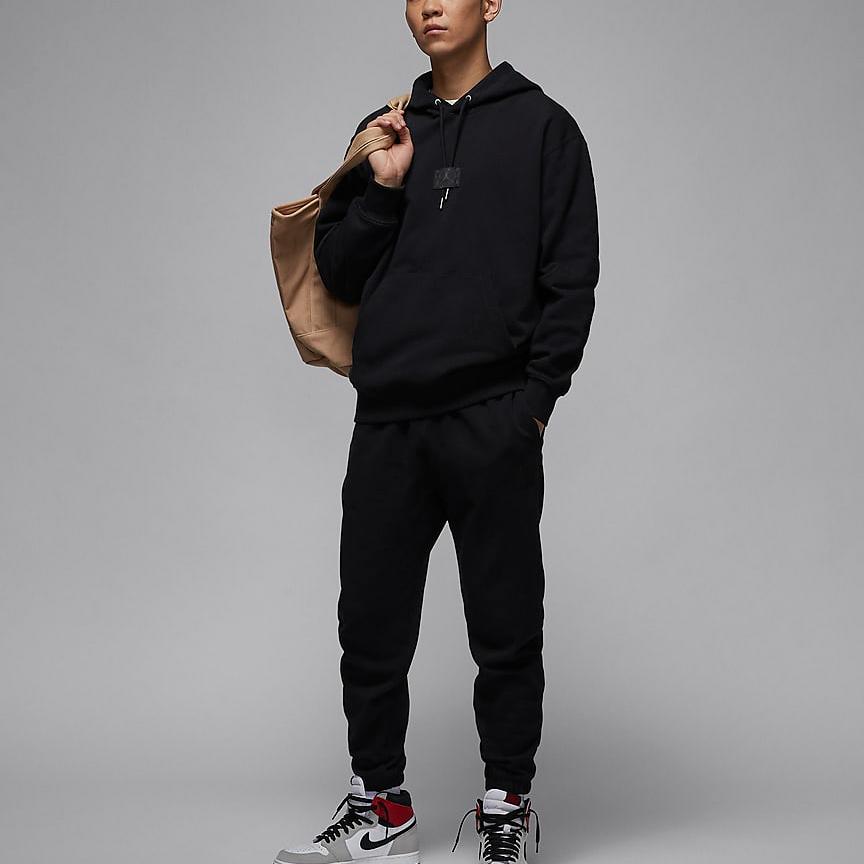 Jordan Flight Fleece FW24 Solid Color Fashion Hoodie Long Sleeve Sweatshirt Men Tops Black FV7248-010