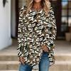 Women Long Sleeve Tunic Top Print Crew Neck Loose Fit Blouse With Pockets Casual Daily Wear Ladies Tops