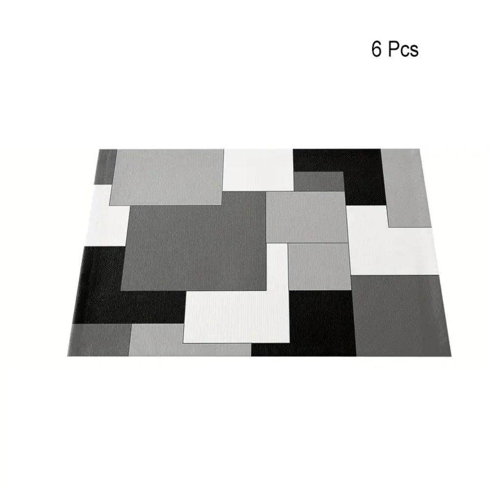 6 Piece Plaid Pattern Geometric Aesthetic Placemat Waterproof Dinning Table Mat Festive