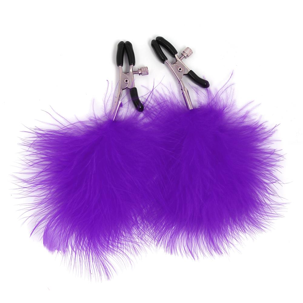 SM Sexy Colorful Feather Nipple Clamps Stainless Steel Metal Massage Breast Labia Clitoris Clips
