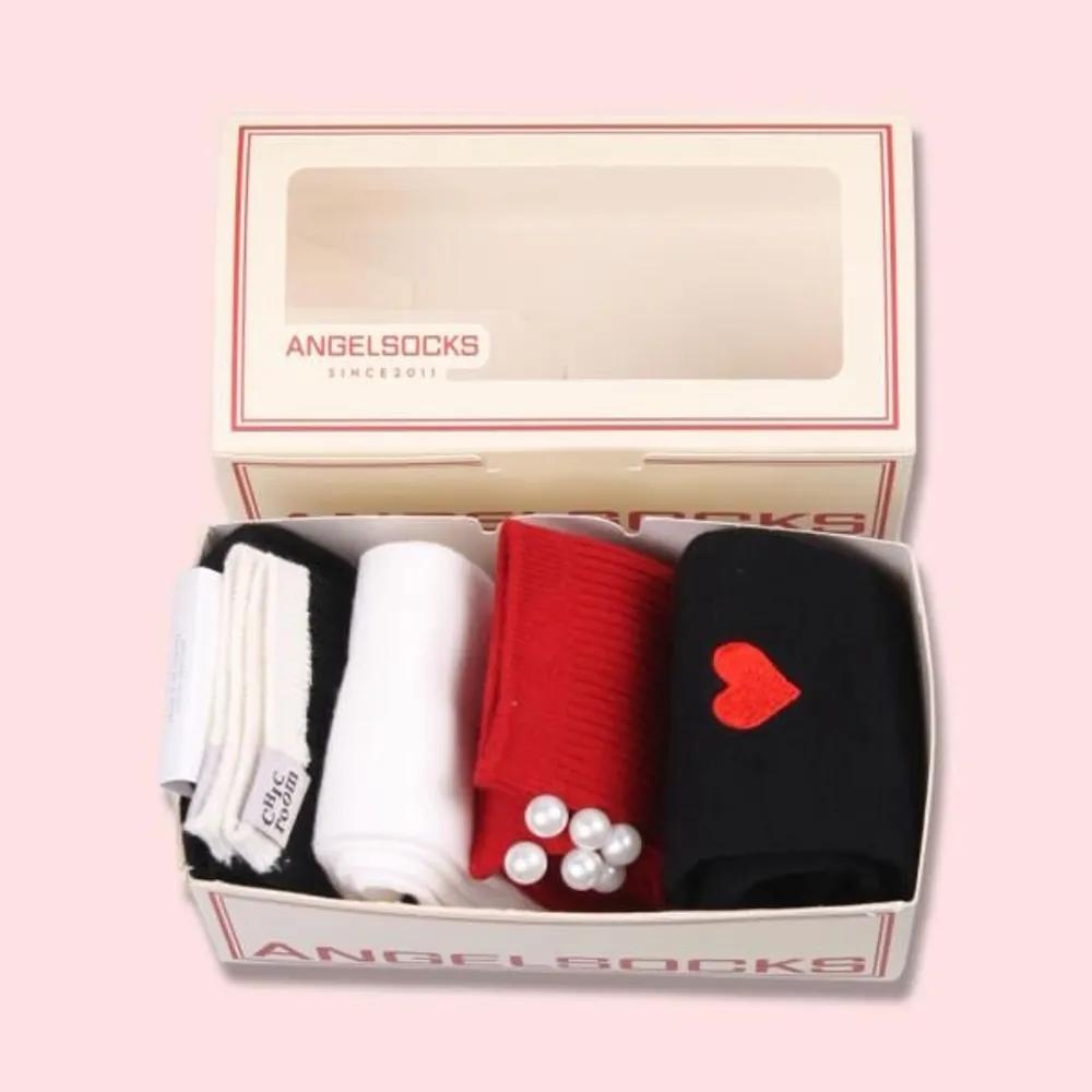Angel Socks SET004 - Red Pearl Gemstone Jewelry Cubic Luxury Socks