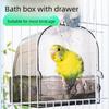 Anti-Slip Bird Shower Box Drawer Style Bird Bath Box Practical Parrot Bathtub  Pet Cage