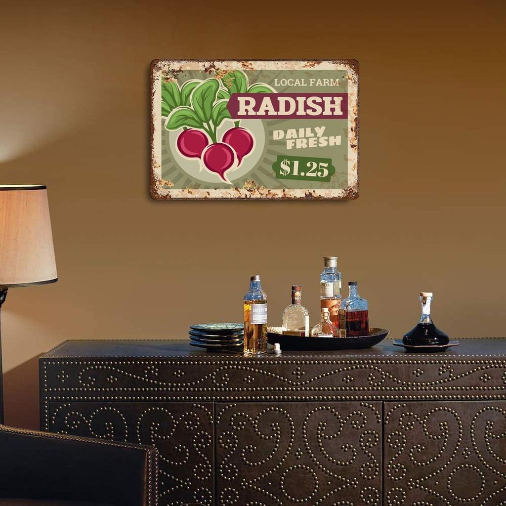 1 Pack Rustic Aged Metal Wall Art Décor, Retro Distressed Finish, Perfect Hanging Plate for Bar Café Kitchen or Living Room Decoration