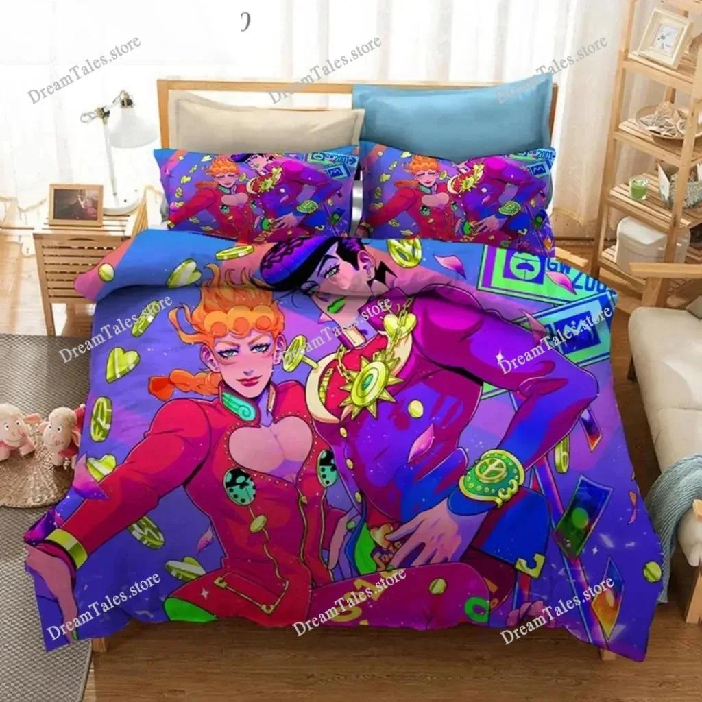 Exquisite 3D Anime JoJo Bizarre Adventure Jotaro Kujo Print Bedding Set Duvet Cover Comforter Bed Youth Kids Girls Boys Gift