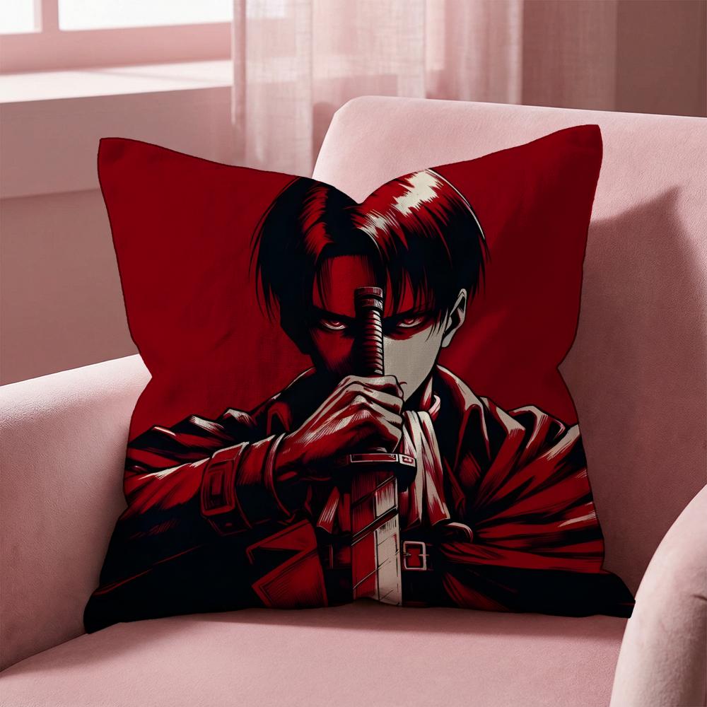 L-Levi A-Ackerman Cushion Cover Multi-Scene Pillow Cover for Home & Car - Reversible, Soft & Durable for Daily Use