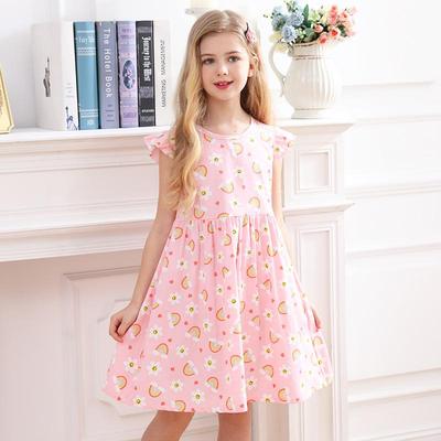Kinder Baumwolle Mode Floral Prinzessin Kleid Sommer Mädchen Süße Kleid