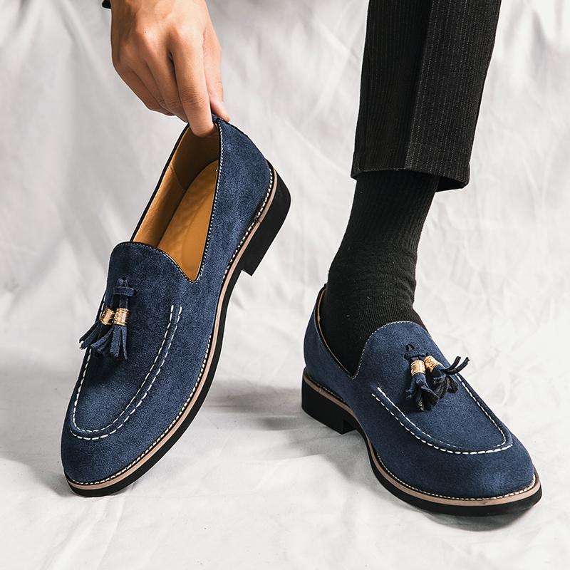 Fashion Spring British Style Suede Tassels Loafers Low Heel Outdoor Casual Shoes Classic Business Formal Wedding Shoes Designer Moccasin