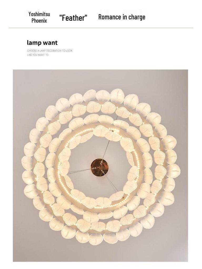 Postmodern French Chandelier: Cream Style Feather & Pearl LED Light for Living Room or Bedroom