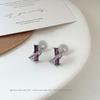Light luxury purple ear clips without ear holes, niche design sense, high-end small and exquisite earrings, female mosquito coil disc earrings.