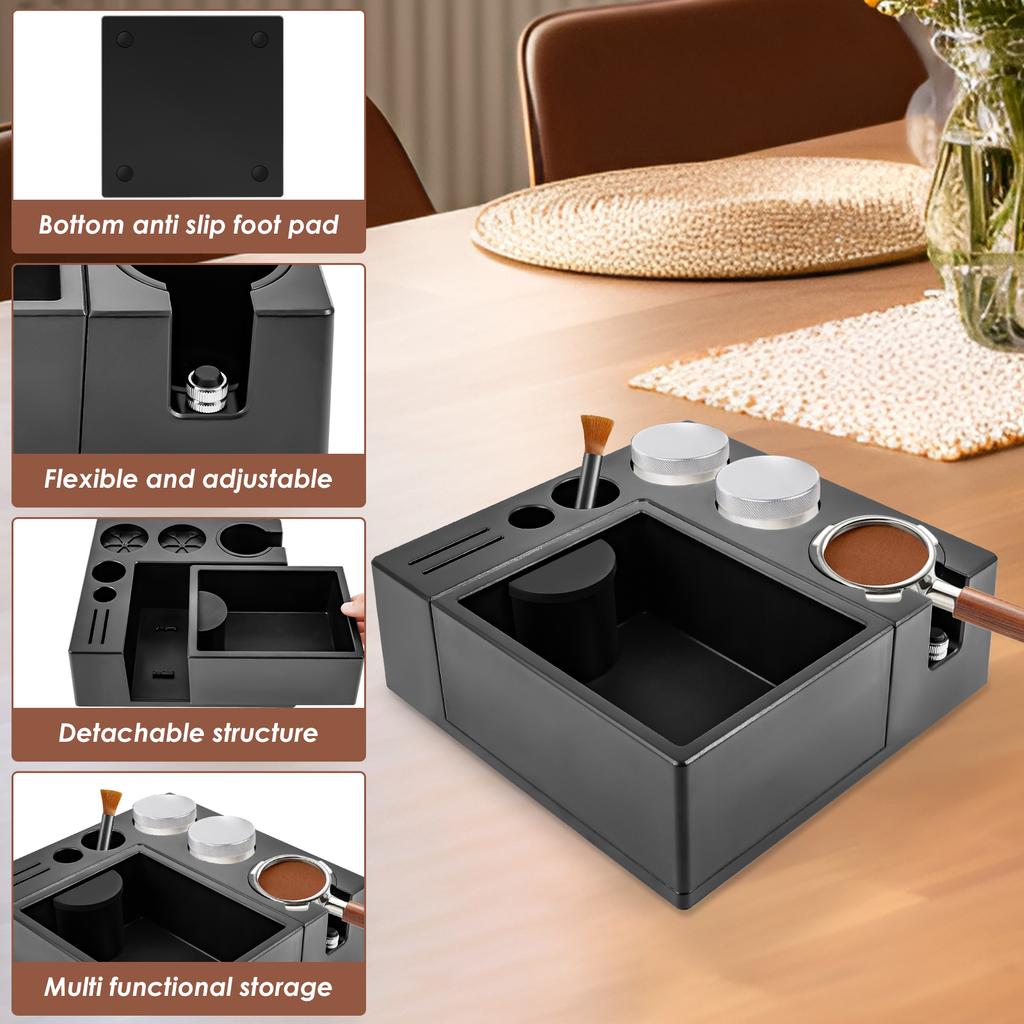 New Coffee Knock Box Espresso Tamping Station for 51/54/58MM Espresso Tamper Distributor Portafilter and Puck Screen Accessories