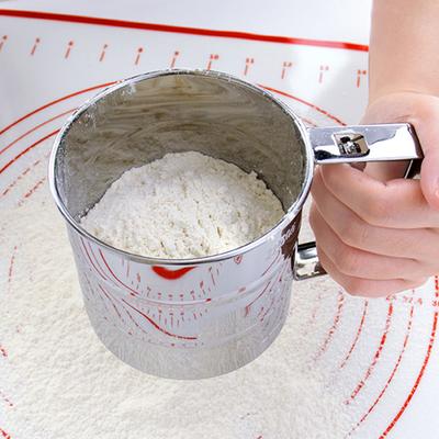 Backmehlsieb, doppellagig, feinmaschig, Pulver, Zuckerstreuer, Staubwedel, Handsieb aus Edelstahl, Backkuchen, Mehlsieb, Werkzeug, Küchenzubehör