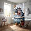 Rolig Hippoduschdraperi - Vattentät, Vintage Blommig Design, Blå Rosa Grön, Badkarsdekor för Lekfull Badrumsstil
