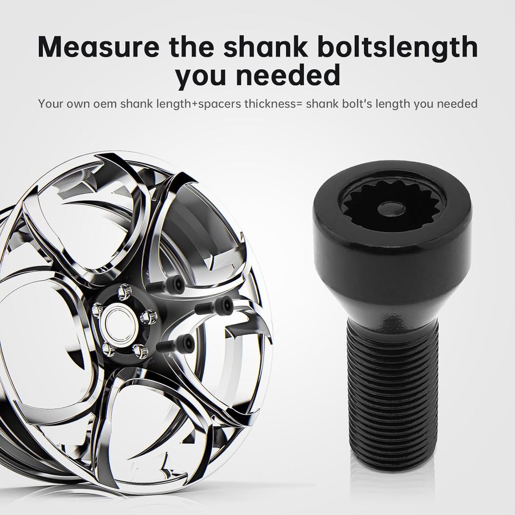 5pcs 36136786191 M14x1.25mm Wheel Lock Set Lug Nuts Bolt Fit for BMW Mini, I3 I8 M2 M4 F80 X2 X4 X6 with Master Key, Black Anti-Theft Wheel Stud Bolt