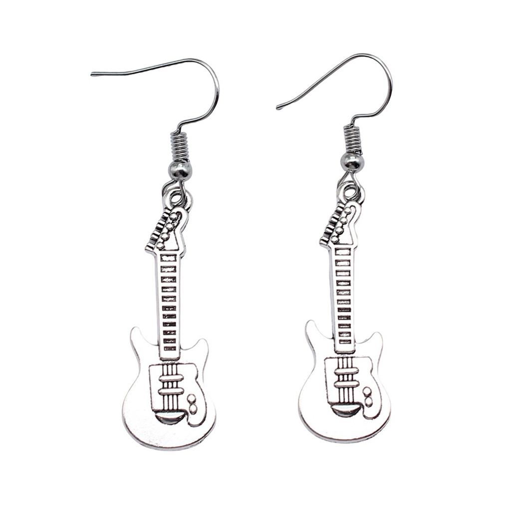 Electric Guitar Dangle Earrings Rock Music Themed Jewelry For Women