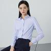 Teluoman Women's Elastic Wrinkle-Free Blue Stripe Office Blouse
