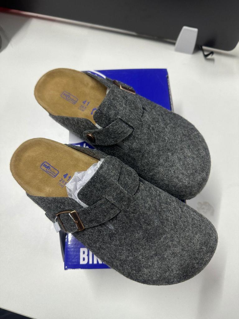 Unisex Genuine Leather Birkenstock Closed-Toe Clogs with Vintage Cork Platform