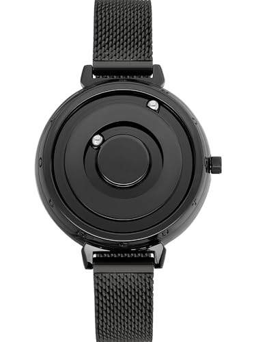 

EUTOUR Women s Magnetic Quartz Watch, Minimalist Casual Analogue Watch, Stylish, Waterproof, 36mm, Black Dial, Black Stainless Steel Band, Mesh Strap