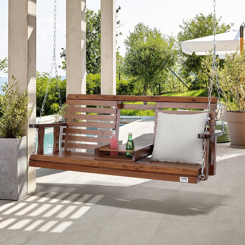 VEVOR Wooden Porch Swing 5 Ft, Patio Bench Swing for Courtyard & Garden, Upgraded 880 Lbs Strong Load Capacity