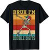Bruh I'm Double Digits Skeleton Dabbing 10th Birthday Graphic Tee Soft Cotton Short Sleeve T-Shirt
