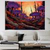 Psychedelic Forest Tapestry, Colorful Mushrooms And Flowers, Polyester Wall Hung Bedroom And Living Room Decoration
